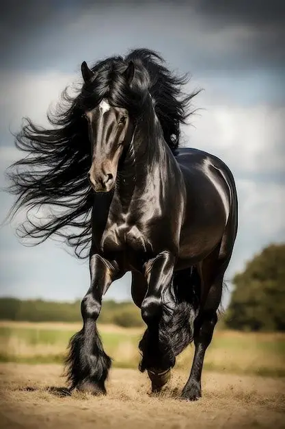 Caballo negro corriendo